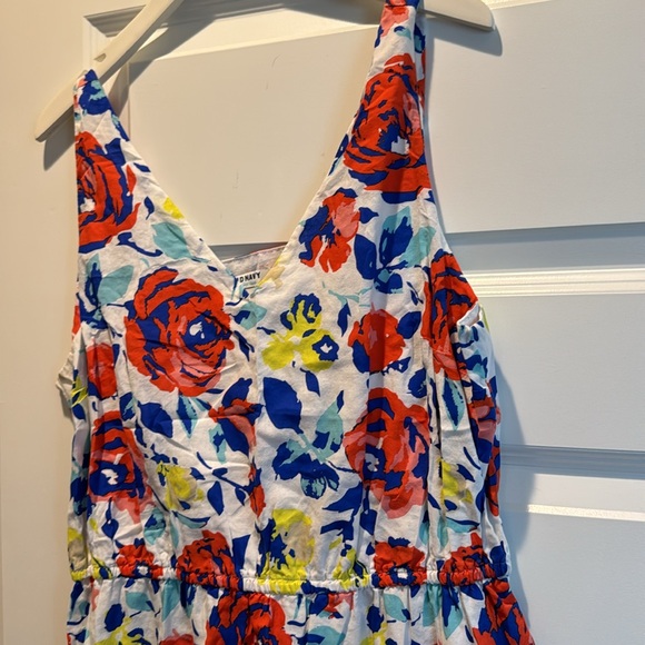 Fit and flare sleeveless sundress, floral pattern, white with multicolor flowers - Picture 3 of 6